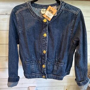 Ivy Jane Blue Denim Jacket with Gold Accents